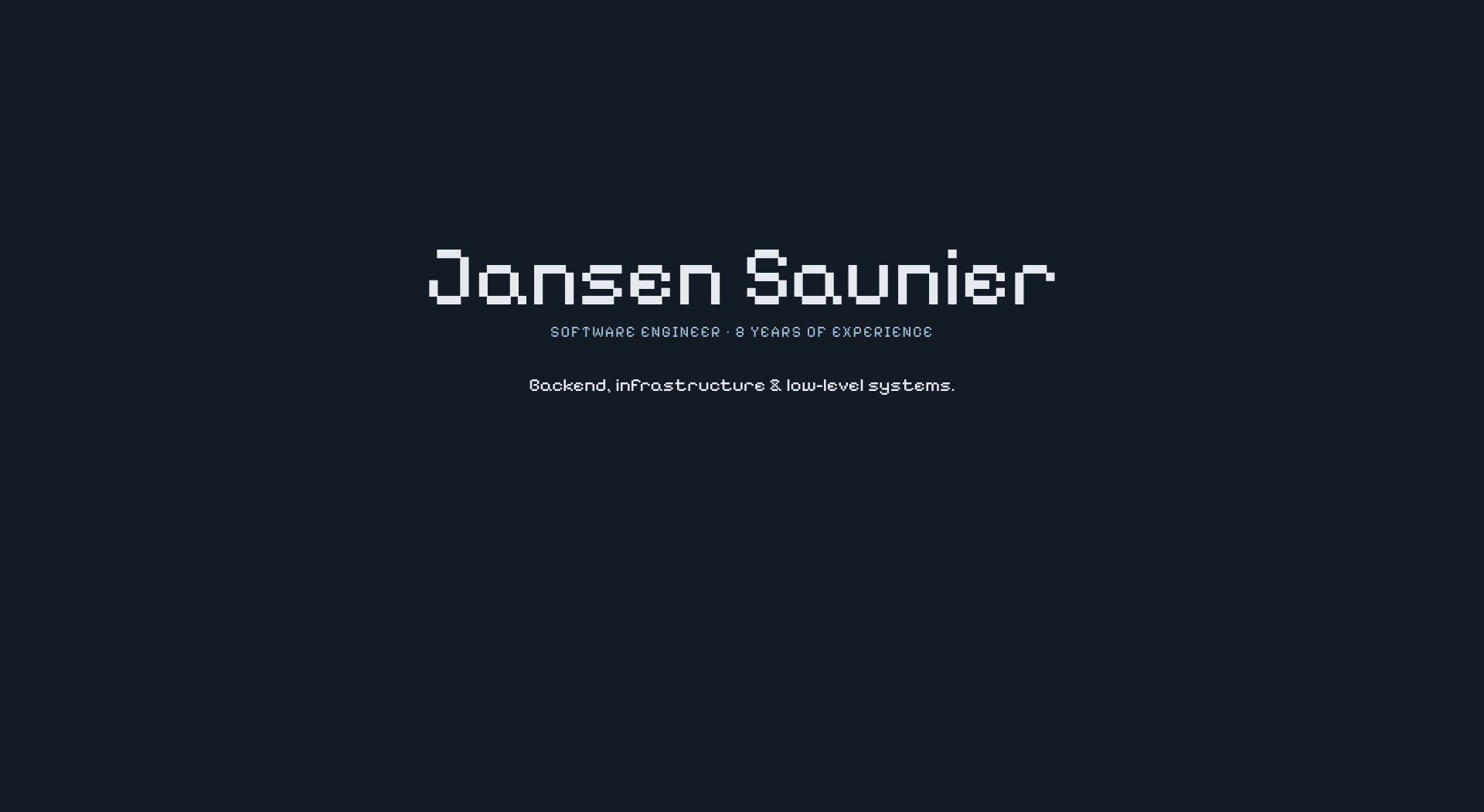 A very simple first design of the home page containing my name and some links